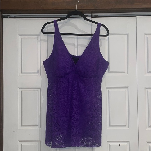 Swimsuits For All Purple One Piece Swim Dress - Picture 1 of 8